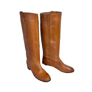 Vintage Nine West Riding Western Knee Brown Leather Boots size 7B Made in Brazil